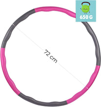 Lade das Bild in den Galerie-Viewer, KLEINTOBER Premium Hula für Kinder &amp; schlanke Erwachsene Set mit Übungsanleitung Gymnastik Hoola Hoop Hullahub Reifen Kinder, violett-dunkelgrau
