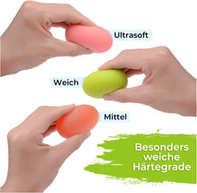 Lade das Bild in den Galerie-Viewer, KLEINTOBER Eiförmige Antistressbälle | 3 Stück Griffbälle für Entspannung, als Fingertrainer und für die Motorik, verschiedene Härtegrade | Anti-Stress-Ball
