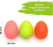Lade das Bild in den Galerie-Viewer, KLEINTOBER Eiförmige Antistressbälle | 3 Stück Griffbälle für Entspannung, als Fingertrainer und für die Motorik, verschiedene Härtegrade | Anti-Stress-Ball
