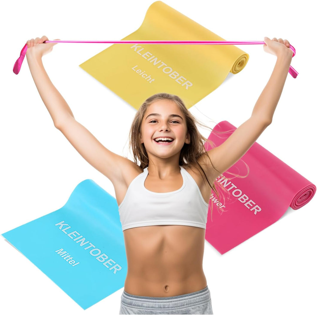 Kleintober Fitnessbänder für Kinder, Jugendliche, Senioren I Resistance Bands I Widerstandsbänder Anfänger, Kinder, Senioren I leichte Widerstandstufen I Gymnastikband I Trainingsbänder