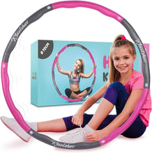 Lade das Bild in den Galerie-Viewer, KLEINTOBER Premium Hula für Kinder &amp; schlanke Erwachsene Set mit Übungsanleitung Gymnastik Hoola Hoop Hullahub Reifen Kinder, violett-dunkelgrau
