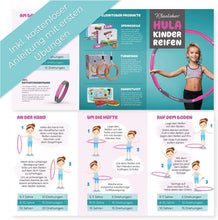 Lade das Bild in den Galerie-Viewer, KLEINTOBER Premium Hula für Kinder &amp; schlanke Erwachsene Set mit Übungsanleitung Gymnastik Hoola Hoop Hullahub Reifen Kinder, violett-dunkelgrau
