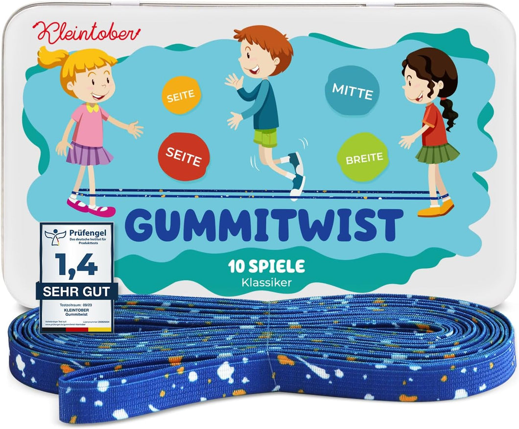 Kleintober Premium Gummitwist I mit Anleitung & Urkunde I Outdoor Spiele für Kinder I gummitwist Mädchen & Jungs I Hüpfspiele für Kinder I Kindergeburtstag Gastgeschenke